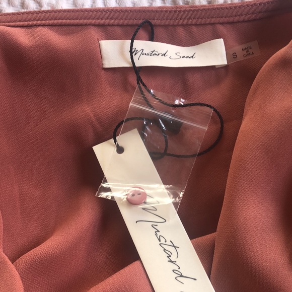 (Sold) Mustard Seed Long Sleeve Wrap / Peplum Blouse - Picture 2 of 2